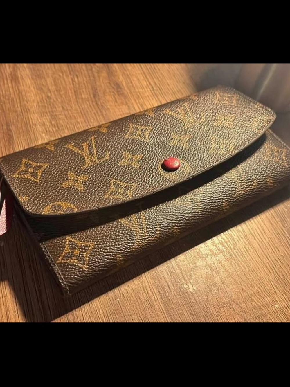 Louis Vuitton Brown Monogram  Emilie  Wallet with Red Snap